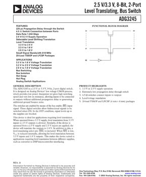 ADG3245. 2.5 V/3.3 V, 8 Bit, 2 Port Level Translator, Bus Switch