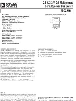 ADG3249. 2.5 V/3.3 V, 2:1 Multiplexer/Demultiplexer Bus Switch