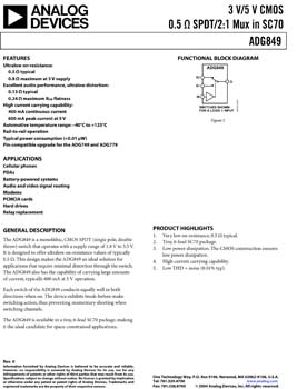 ADG849. 3 V/5 V CMOS 0.5 ohm SPDT Switch in SC70