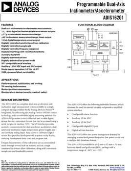 ADIS16201. Programmable Dual-Axis Inclinometer / Accelerometer