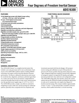 ADIS16300. Four Degrees of Freedom Inertial Sensor