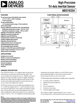 ADIS16354. High Precision Tri-Axis Inertial Sensor