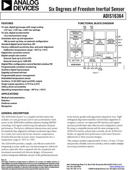 ADIS16364. High Precision Tri-Axis Inertial Sensor