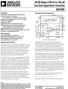 ADL5306. 60 dB-range (100 nA-100 µA) Low-Cost Logarithmic Converter