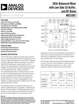 ADL5365. 2 GHz Balanced Mixer with Low Side LO Buffer, and RF Balun