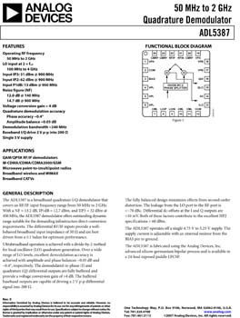 ADL5387. 50 MHz to 2 GHz Quadrature Demodulator