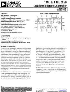 ADL5513. 1 MHz to 4 GHz, 80 dB Logarithmic Detector/Controller