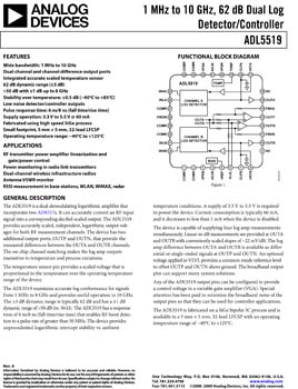 ADL5519. 1 kHz to 10 GHz, 62 dB Dual Log Detector/Controller