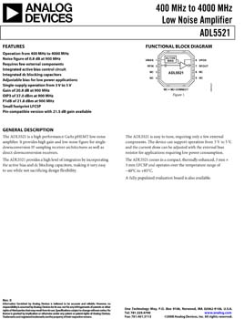 ADL5521. 400 MHz to 4000 MHz Low Noise Amplifier