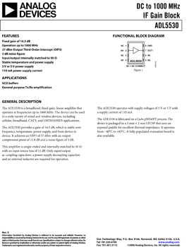 ADL5530. DC to 1000 MHz IF Gain Block