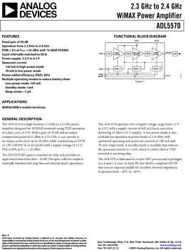 ADL5570. 2.3 GHz to 2.4 GHz WiMAX Power Amplifier