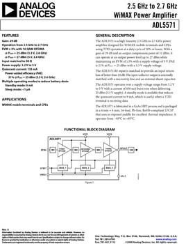 ADL5571. 2.5 GHz to 2.7 GHz WiMAX Power Amplifier