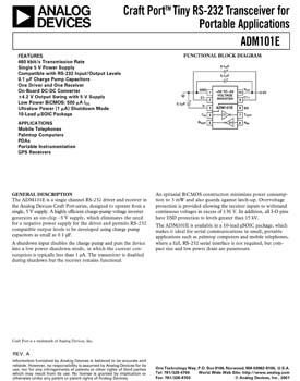 ADM101E. Craft Port(tm) Tiny RS-232 Transceiver to Portable Applications