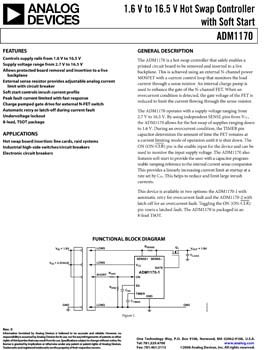 ADM1170. 1.6 V to 16.5 V Hot Swap Controller