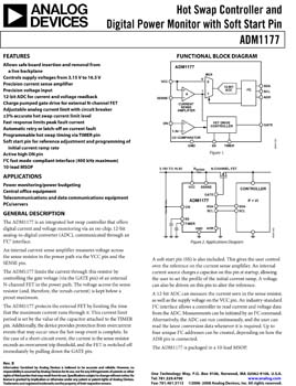 ADM1177. Hot Swap Controller and Digital Power Monitor with Soft Start Pin