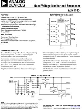 ADM1185. Quad Voltage Monitor and Sequencer