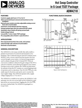 ADM4210. Low Voltage Hot Swap Controller in 6-pin TSOT Package