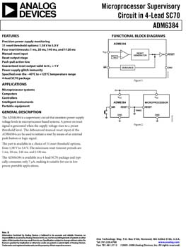 ADM6384. Microprocessor Supervisory Circuit in 4-Lead SC70 