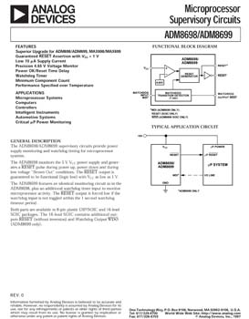 ADM8699. µP Supervisory Circuit with Watchdog Feature, 4.65V  Threshold Voltage, Low Supply Current and Active Low Reset Output. Upgrade for ADM699