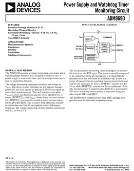 ADM9690. Power Supply and Watchdog Timer Monitoring Circuit