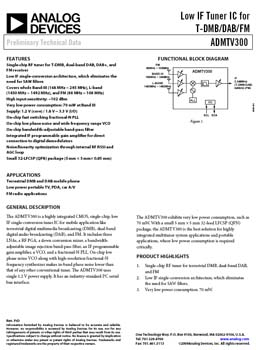 ADMTV300. Low-IF tuner IC for T-DMB, DAB & FM