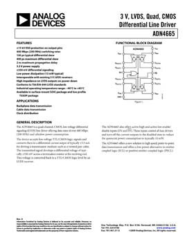 ADN4665. 3 V, LVDS, Quad, CMOS Differential Line Driver