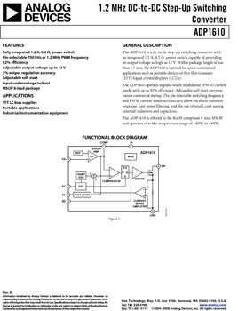ADP1610. 1.2 MHz DC-DC Step-Up Switching Converter