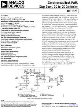 ADP1828. Synchronous Buck PWM, Step-Down, DC-to-DC Controller