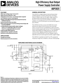 ADP3025. High-Efficiency Notebook Computer Power Supply Controller