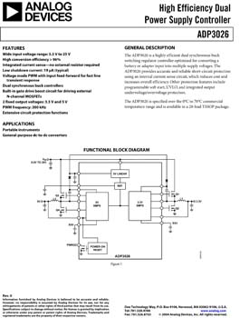 ADP3026. High-Efficiency Notebook Computer Power Supply Controller