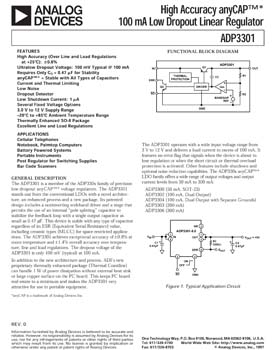 ADP3301. High Accuracy anyCAP(r) 100 mA Low Dropout Linear Regulator
