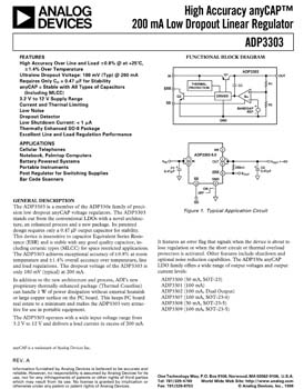 ADP3303. High Accuracy anyCAP(r) 200 mA Low Dropout Linear Regulator