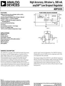 ADP3335. High Accuracy Ultralow Quiescent Current, 500mA, anyCAP(r) Low Dropout