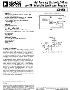 ADP3336. Small, Adjustable Output, 500 mA anyCAP(r) Low Dropout Regulator