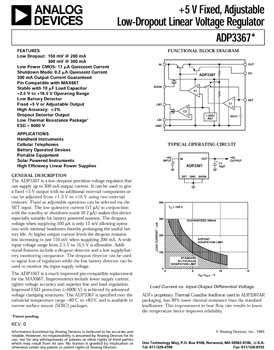 ADP3367. +5 V Fixed, Adjustable Low-Dropout Linear Voltage Regulator