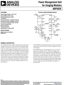 ADP5020. Power Management Unit for Imaging Modules