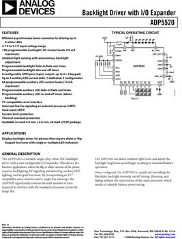 ADP5520. Backlight Driver with I/O Expander