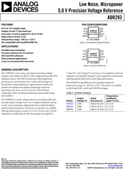 ADR293. Low Noise, Micropower 5.0 V Precision Voltage Reference