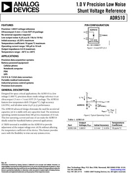 ADR510. 1.0 V Precision Low Noise Shunt Voltage Reference