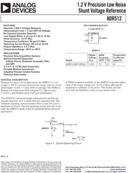 ADR512. 1.2 V Precision Low Noise Shunt Voltage Reference