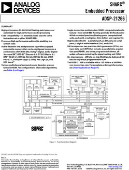 ADSP-21266. Highly Integrated 32-Bit Floating-Point SHARC Processor for Home Theater 