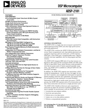 ADSP-2181. 16-bit, 40 MIPS, 5v, 2 Serial Ports, Host Port, 80 KB RAM