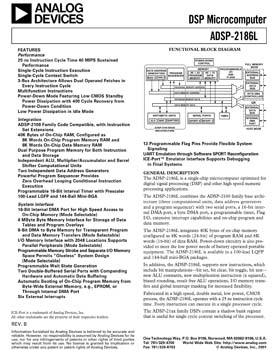 ADSP-2186L. 16-bit, 40 MIPS, 3.3 v, 2 Serial Ports, Host Port, 40 KB RAM