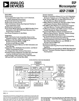 ADSP-2186M. 16-Bit, 75 MIPS, 2.5V, 2 Serial Ports, Host Port, 40 KB RAM