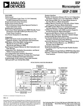 ADSP-2188M. 16-bit, 75 MIPS, 2.75v, 2 Serial Ports, Host Port, 256 KB RAM