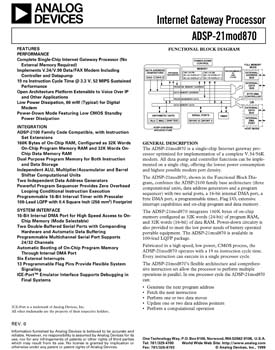 ADSP-21MOD870. 16-Bit, First Complete Digital Modem on a Single Chip