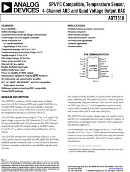 ADT7518. Temperature Sensor, Four Channel ADC and Quad Voltage Output DAC