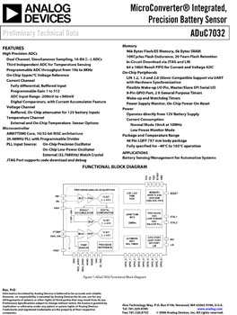 ADUC7032. MicroConverter(r) Integrated, Precision Battery Sensor