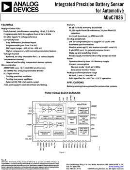 ADUC7036. Integrated Precision Battery Sensor for Automotive