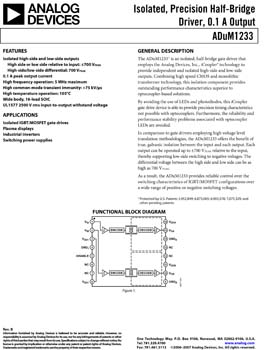 ADUM1233. Isolated, Precision Half-Bridge Driver, 0.1 A Output